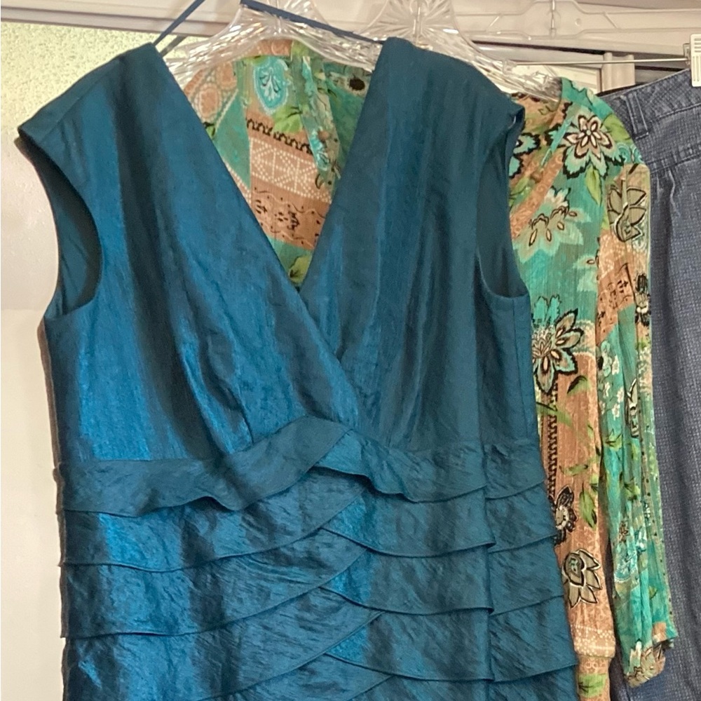 Classy tiered teal dress from DressBarn.